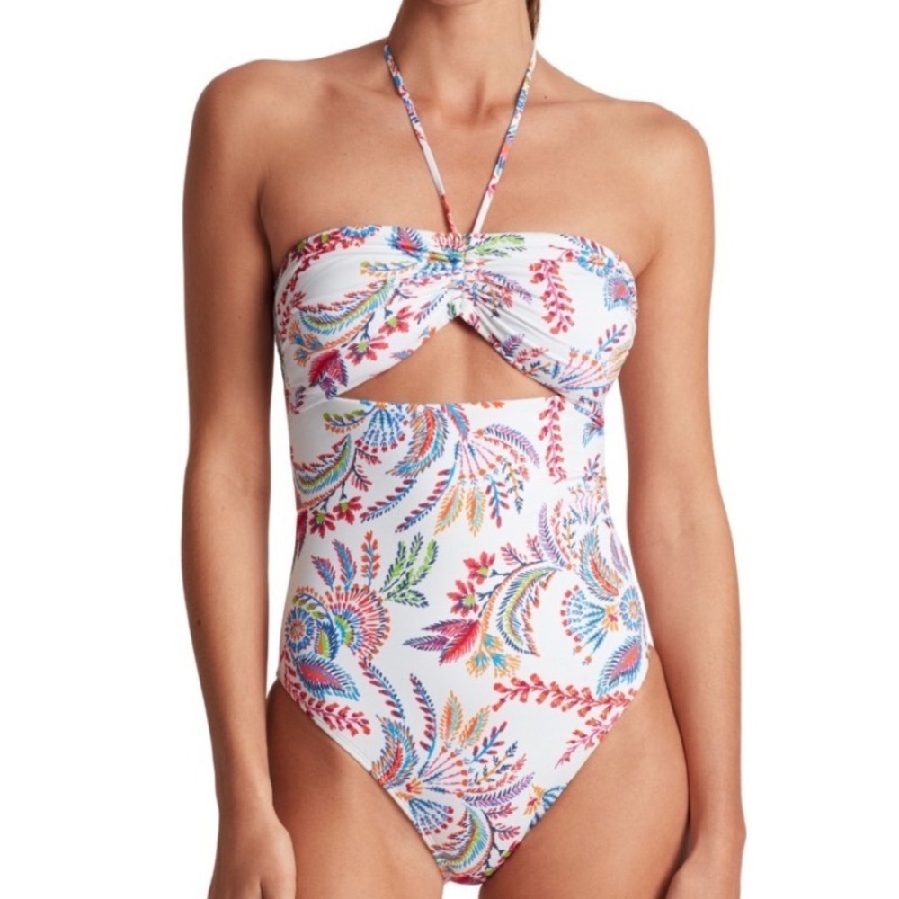 Lauren Ralph Lauren Swimsuit Womens 16 NEW Paisley Cutout One Piece MSRP $155